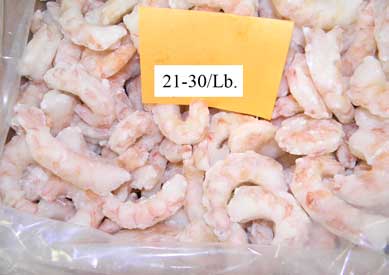 A photograph of Argentine langostino peeled and deveined (P&D).